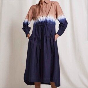 APIECE APART Organic Cotton oversized hand Tie Dye Shibori Zabeta Shirt Dress XS